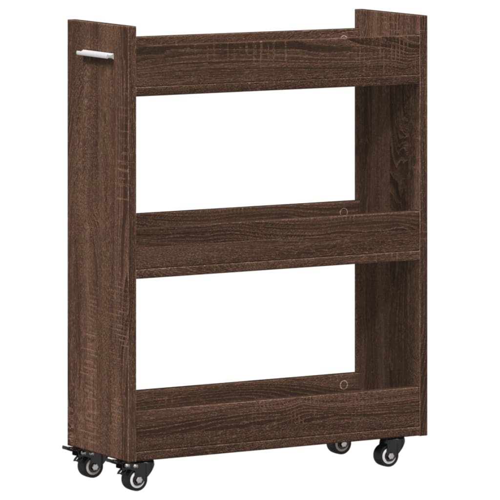 Mobile con Ruote Rovere Marrone 60x22x79cm in Legno Multistrato