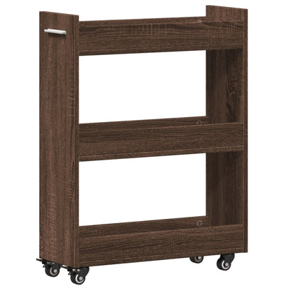 Mobile con Ruote Rovere Marrone 60x22x79cm in Legno Multistrato