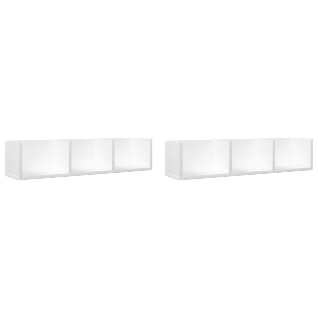Mobili da Parete 2 pz Bianchi 75x18x16,5 cm Legno Multistrato