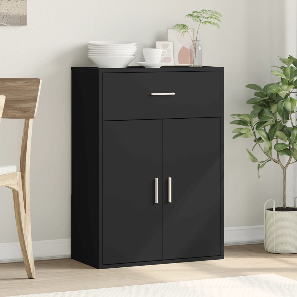Credenza Nera 60x30x84 cm in Legno Multistrato