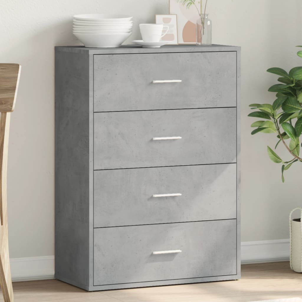 Credenza Grigio Cemento 60x31x84 cm in Legno Multistrato