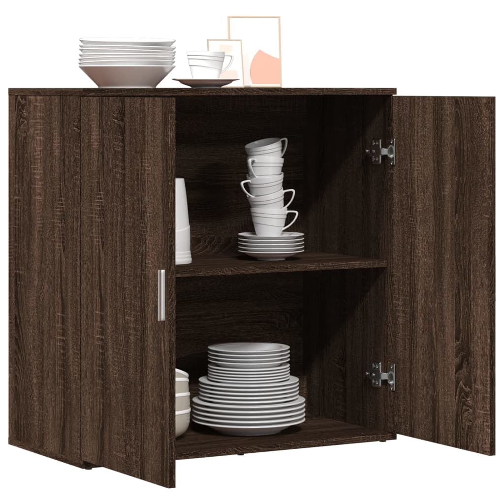 Credenza Rovere Marrone 79x38x80 cm in Legno Multistrato