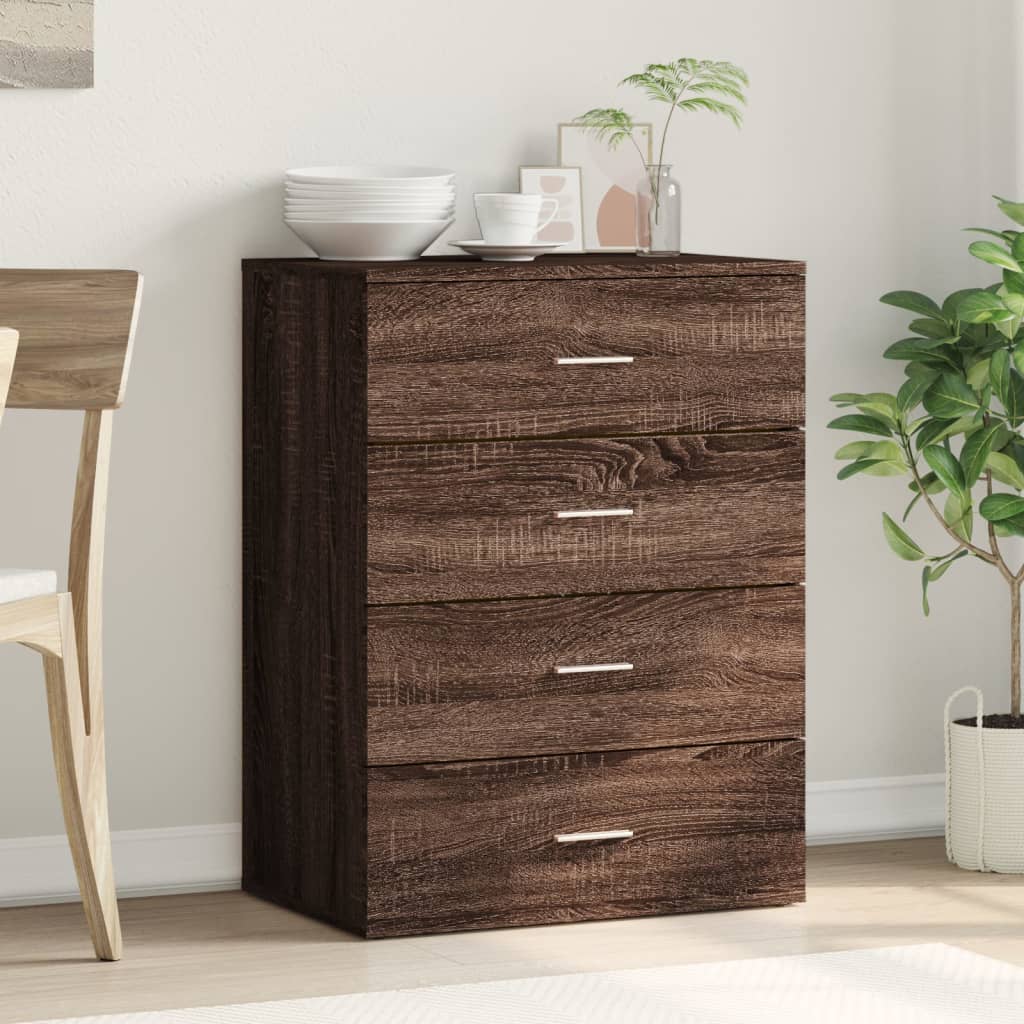 Credenza Rovere Marrone 60x39x80 cm in Legno Multistrato