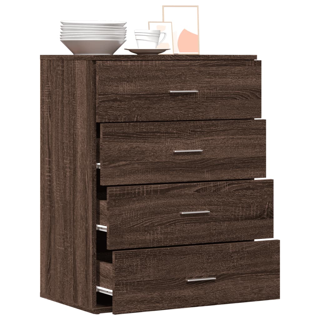 Credenza Rovere Marrone 60x39x80 cm in Legno Multistrato