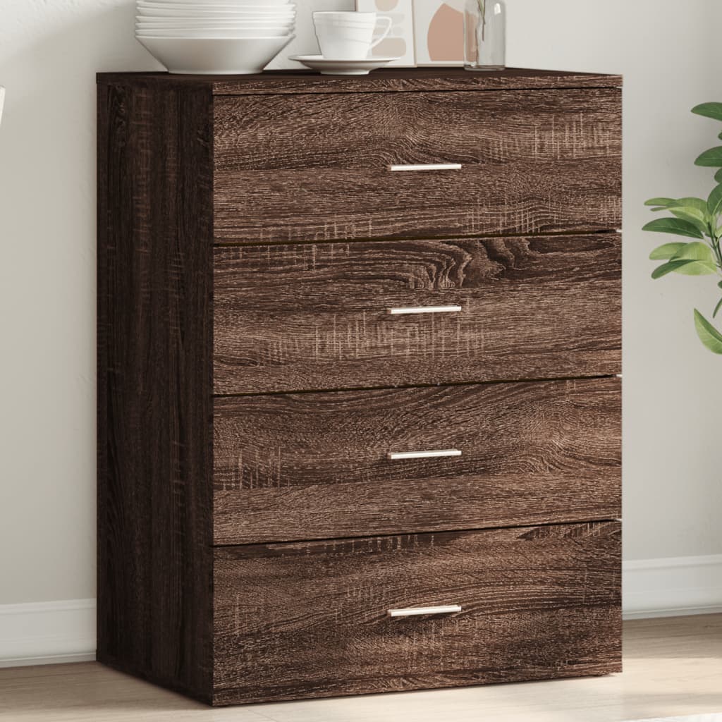 Credenza Rovere Marrone 60x39x80 cm in Legno Multistrato