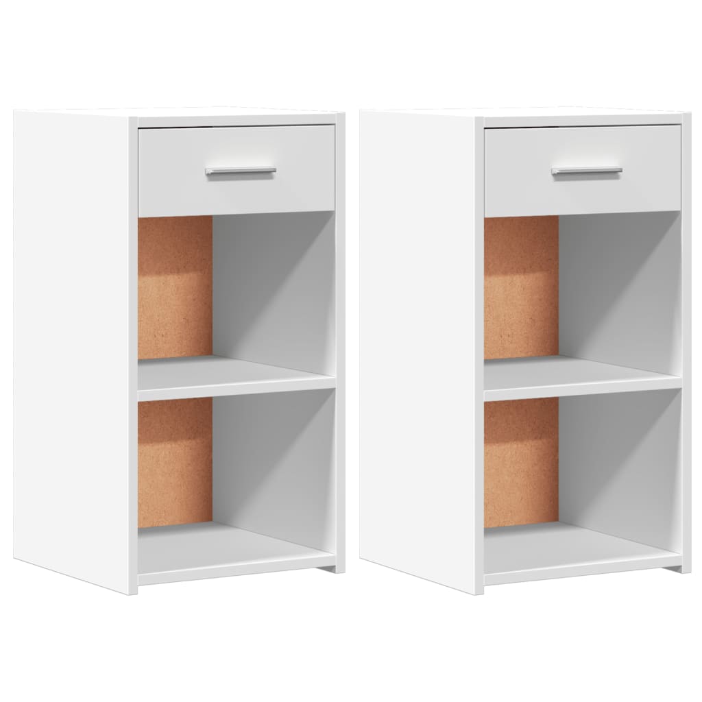Comodini 2pz Bianchi 35x34x65 cm in Legno Multistrato
