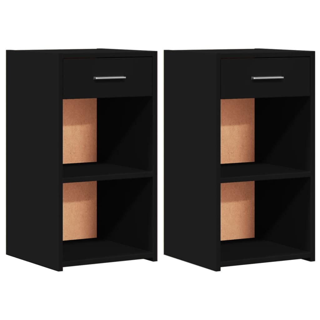 Comodini 2pz Neri 35x34x65 cm in Legno Multistrato