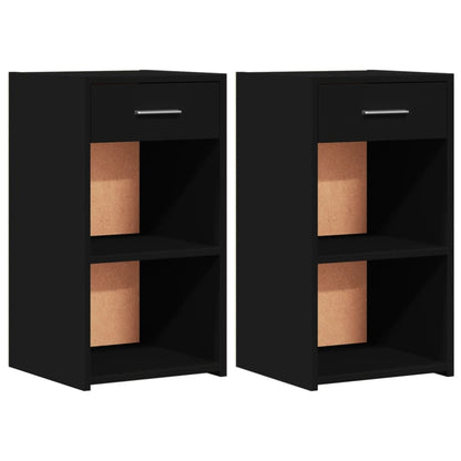 Comodini 2pz Neri 35x34x65 cm in Legno Multistrato
