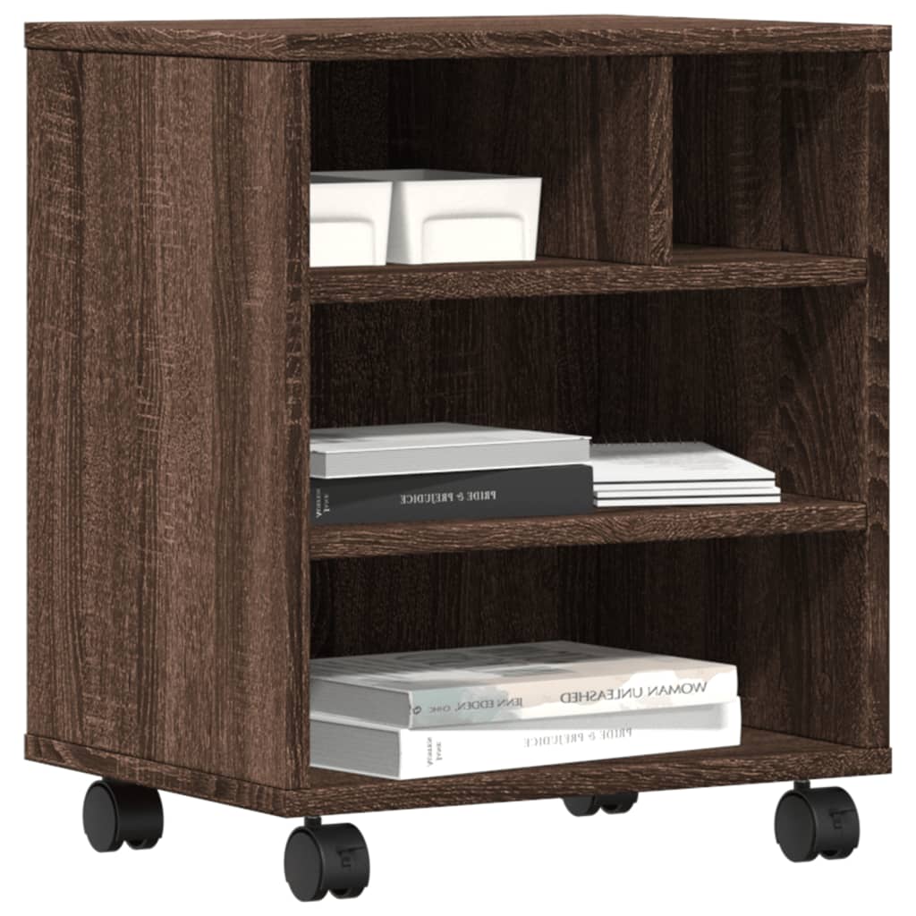 Supporto per Stampante con Ruote Rovere Marrone 41x32x48 cm
