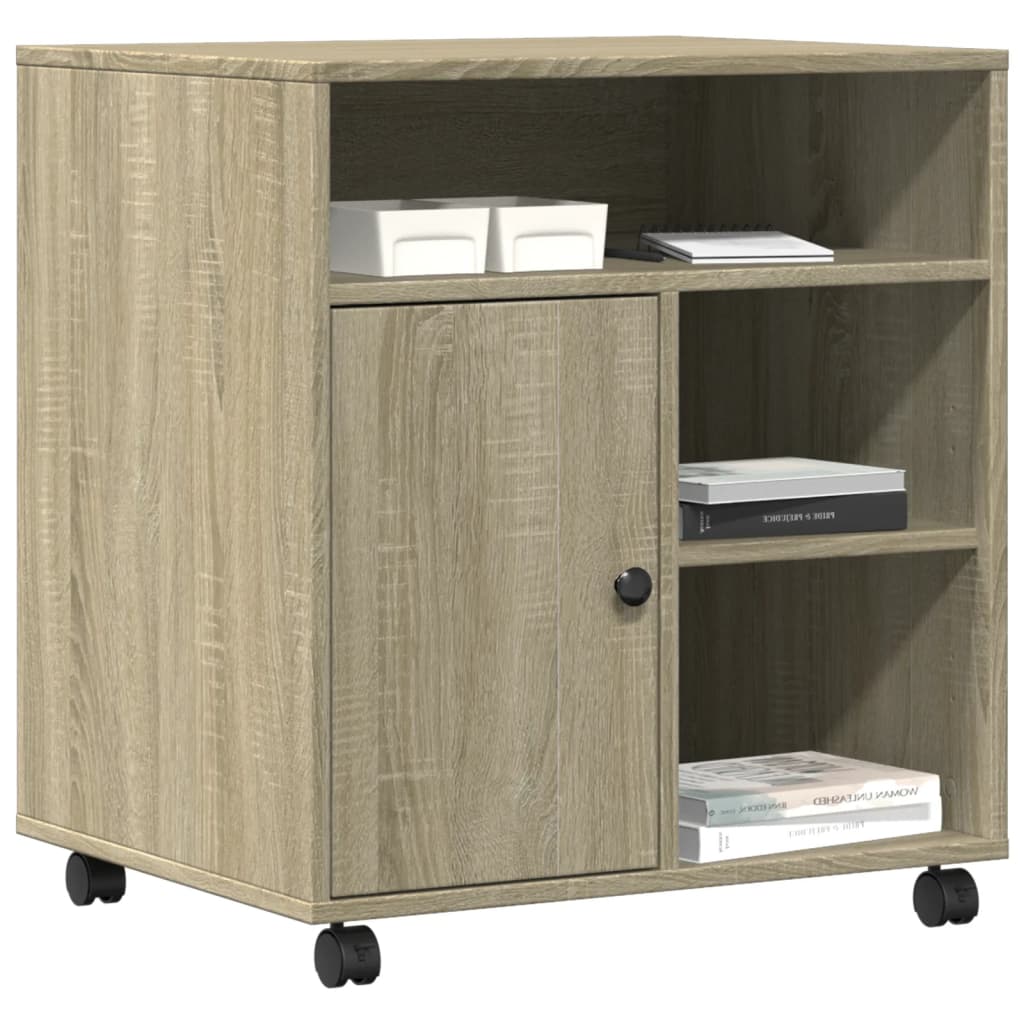 Supporto per Stampante con Ruote Rovere Sonoma 60x50x67 cm