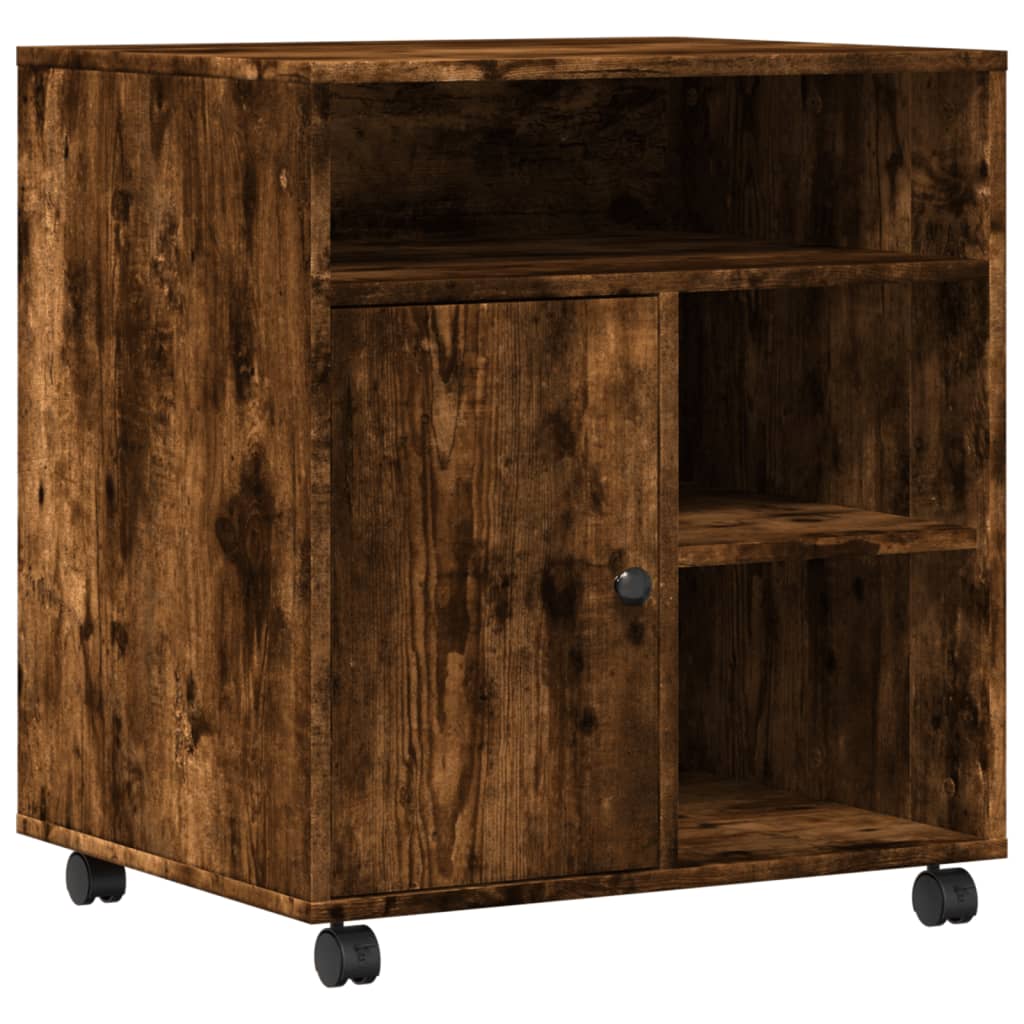 Supporto per Stampante con Ruote Rovere Fumo 60x50x67 cm
