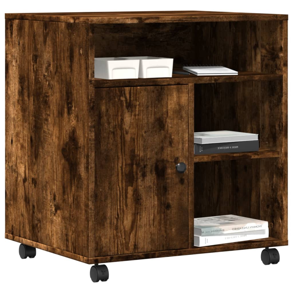 Supporto per Stampante con Ruote Rovere Fumo 60x50x67 cm