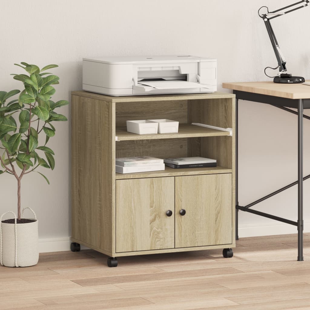 Supporto per Stampante con Ruote Rovere Sonoma 60x48x74 cm