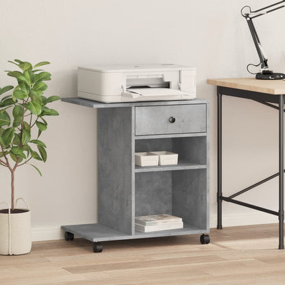 Supporto per Stampante con Ruote Grigio Cemento 60x40x68,5 cm