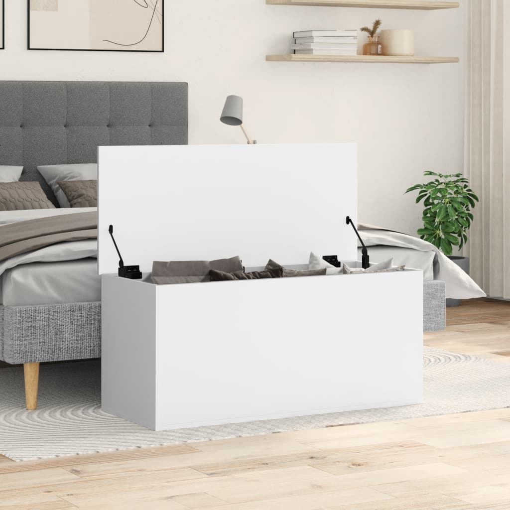 Contenitore Portaoggetti Bianco 100x42x46 cm Legno Multistrato
