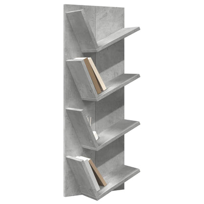 Libreria a Parete a 4 Ripiani Grigio Cemento 33x16x90 cm