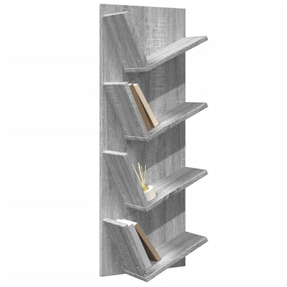 Libreria a Parete a 4 Ripiani Grigio Sonoma 33x16x90 cm