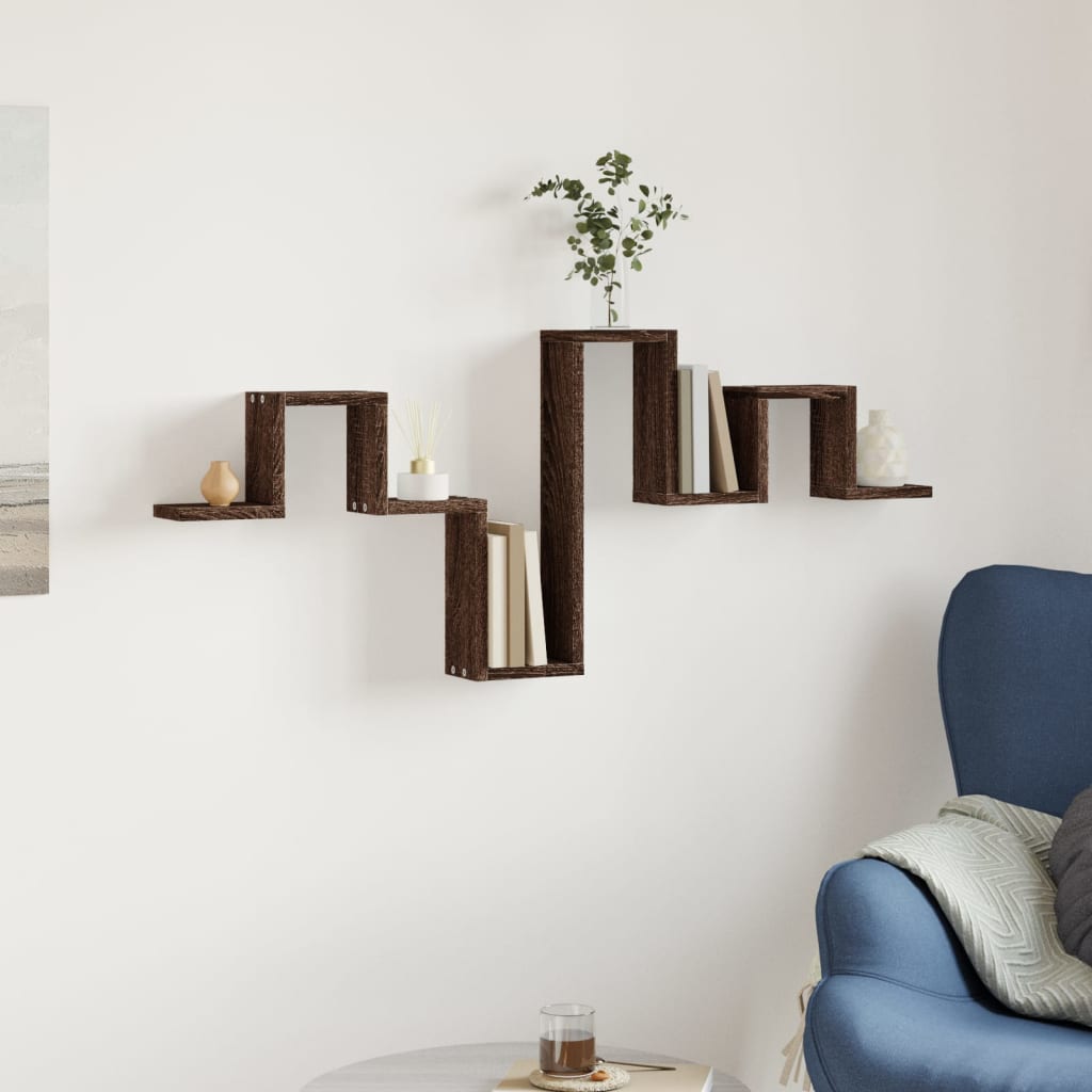 Mensola a Muro Rovere Marrone 104,5x10x43 cm Legno Multistrato