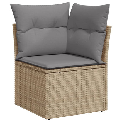 Set Divano da Giardino 14 pz con Cuscini Beige Misto Polyrattan