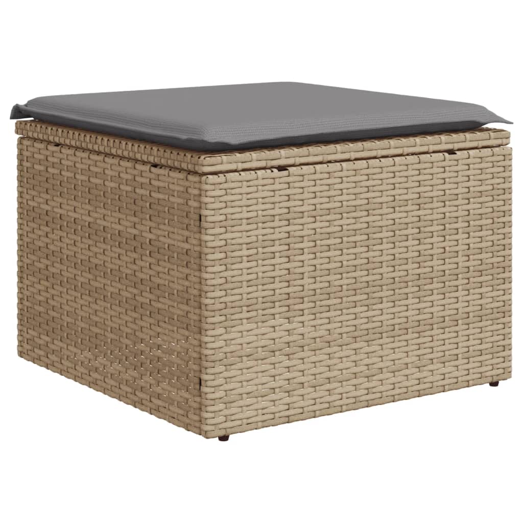 Set Divano da Giardino 13 pz con Cuscini Beige Misto Polyrattan