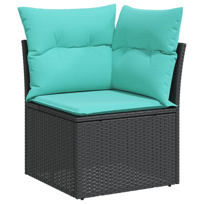Set Divani da Giardino 6 pz con Cuscini Nero in Polyrattan