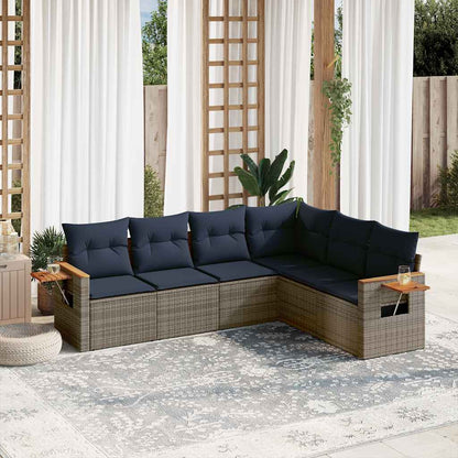 Set Divani da Giardino 6 pz con Cuscini Grigio in Polyrattan