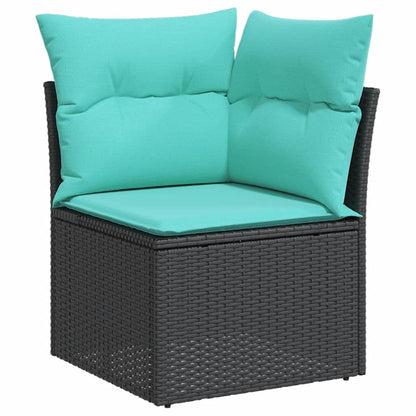Set Divani da Giardino 6 pz con Cuscini Nero in Polyrattan