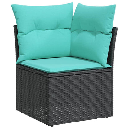 Set Divani da Giardino 7 pz con Cuscini Nero in Polyrattan
