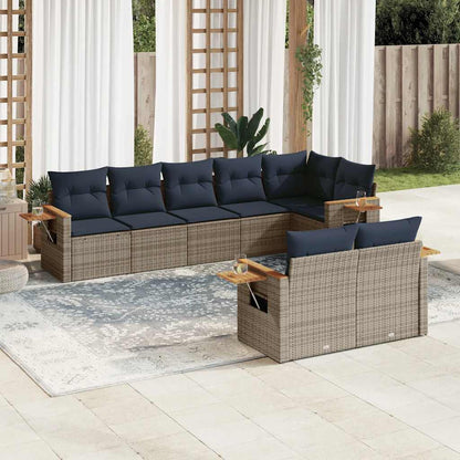 Set Divani da Giardino 8 pz con Cuscini Grigio in Polyrattan