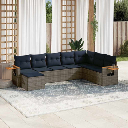 Set Divani da Giardino 8 pz con Cuscini Grigio in Polyrattan