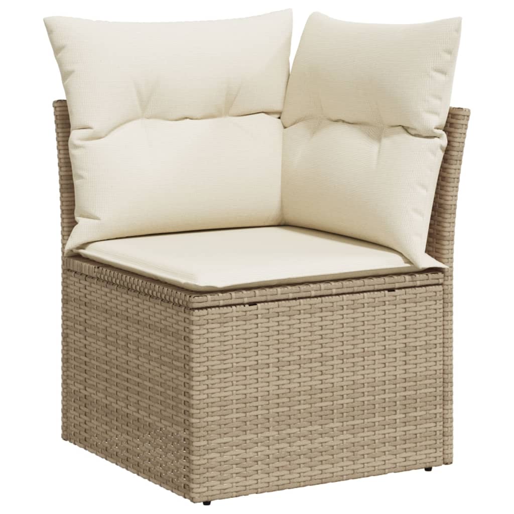 Set Divani da Giardino 14pz con Cuscini in Polyrattan Beige
