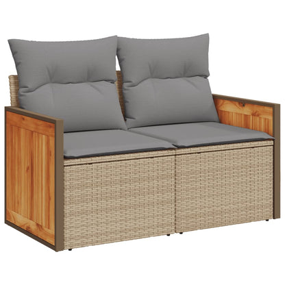 Set Divani da Giardino 14pz con Cuscini in Polyrattan Beige