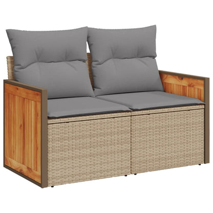 Set Divani da Giardino 14pz con Cuscini in Polyrattan Beige