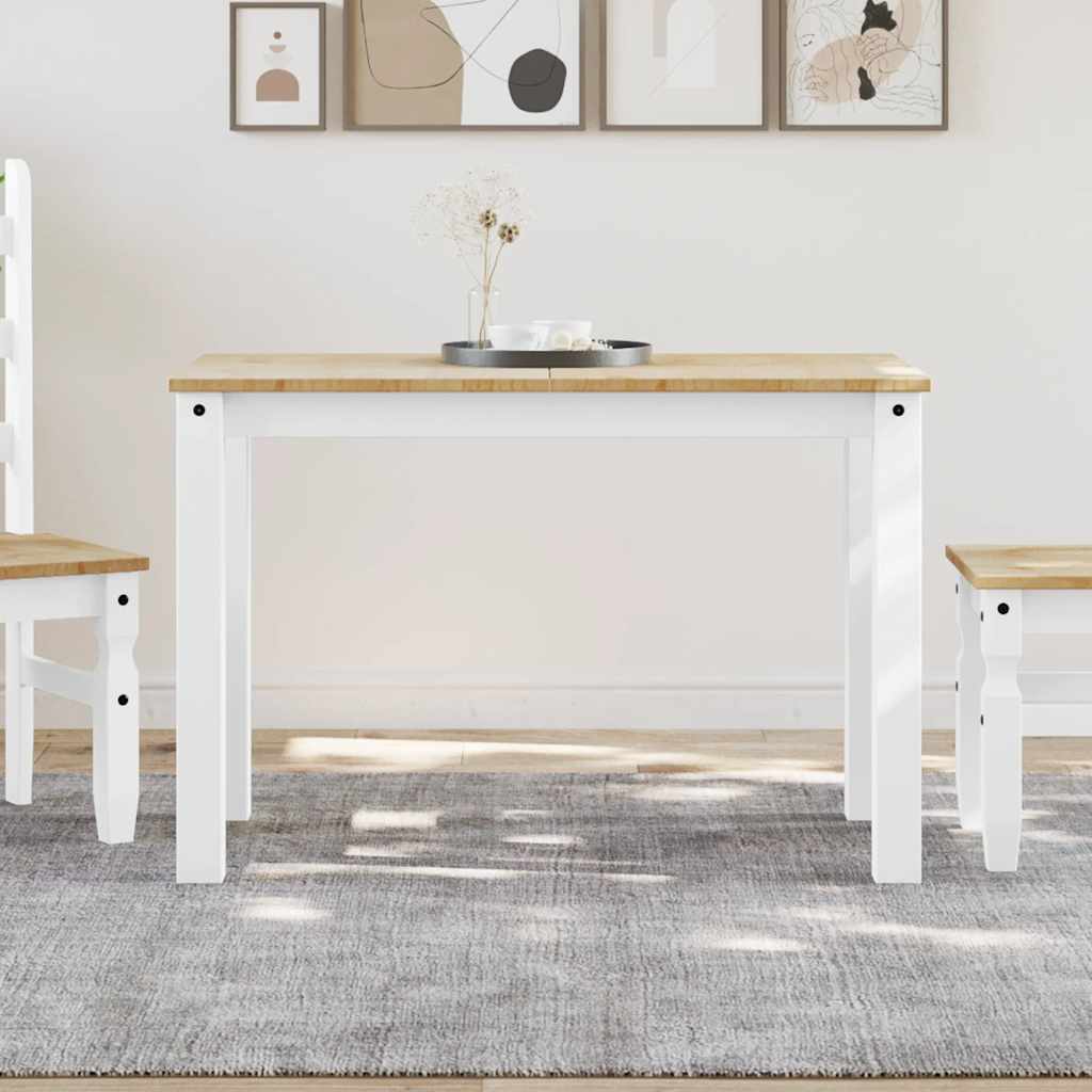 Tavolo da Pranzo Panama Bianco 112x60x75 cm Legno Massello Pino