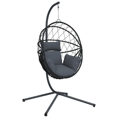 Sedia a Uovo Sospesa con Supporto Antracite Polyrattan/Acciaio