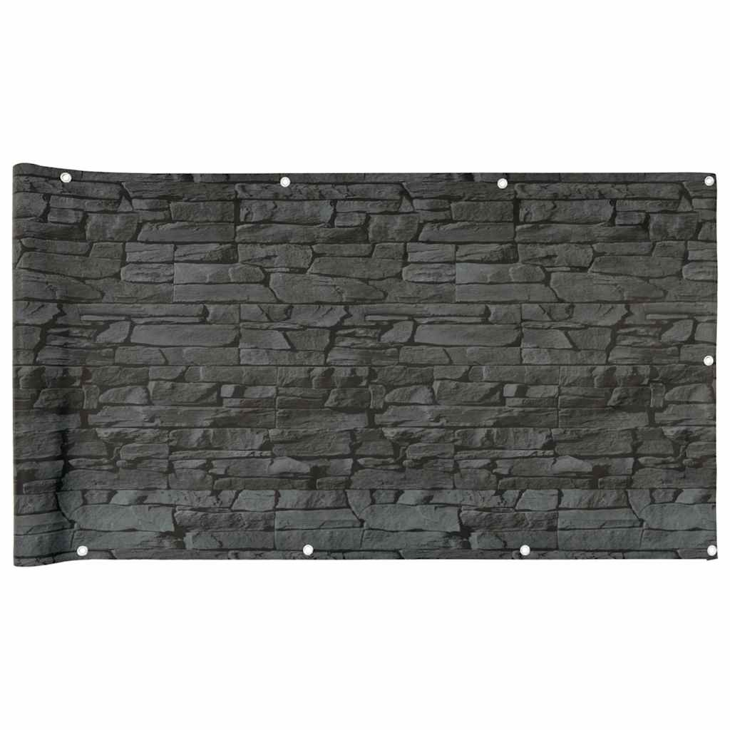 Paravento da Balcone con Aspetto Pietra Grigio 500x75 cm PVC