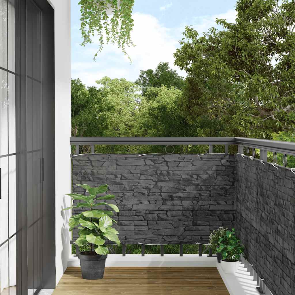 Paravento da Balcone con Aspetto Pietra Grigio 400x90 cm PVC