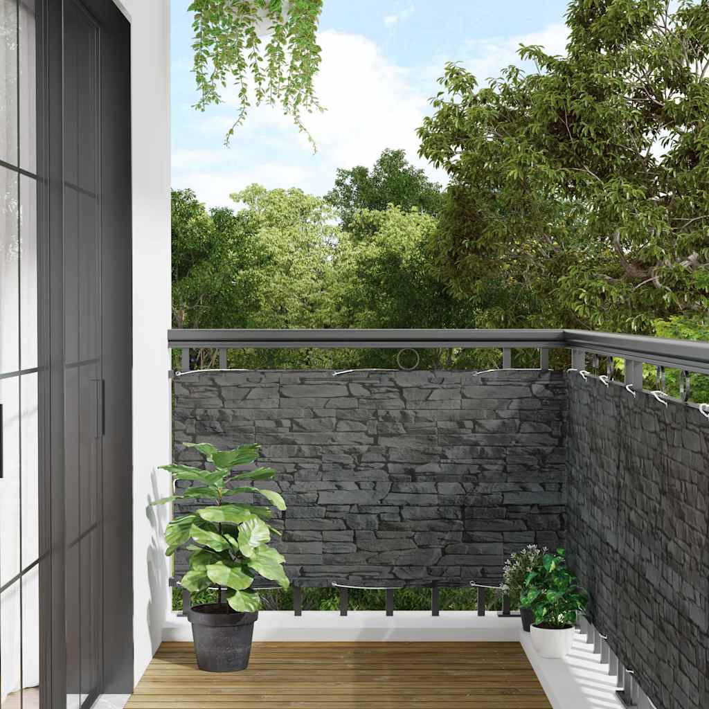 Paravento da Balcone con Aspetto Pietra Grigio 500x90 cm PVC