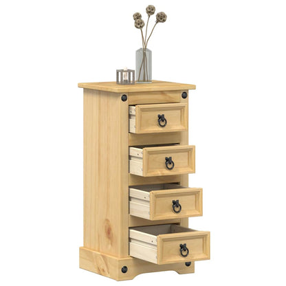 Comodino Corona 35x32,5x74 cm in Legno Massello di Pino