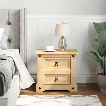 Comodino Corona 53x39x47 cm in Legno Massello di Pino