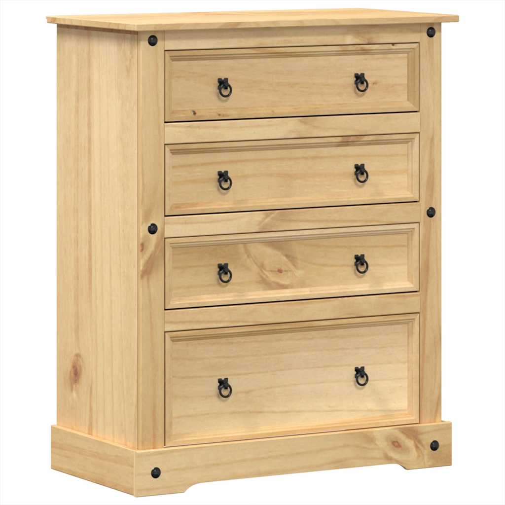 Cassettiera Corona 92x48x114 cm in Legno Massello di Pino