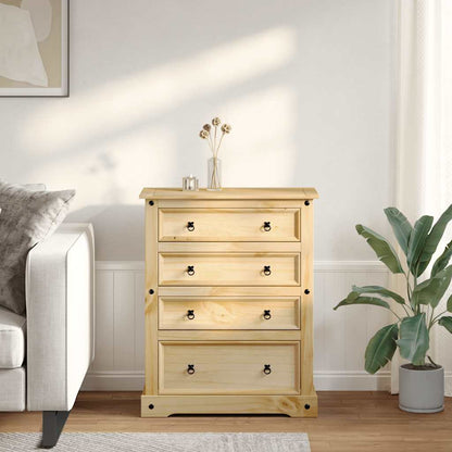 Cassettiera Corona 92x48x114 cm in Legno Massello di Pino