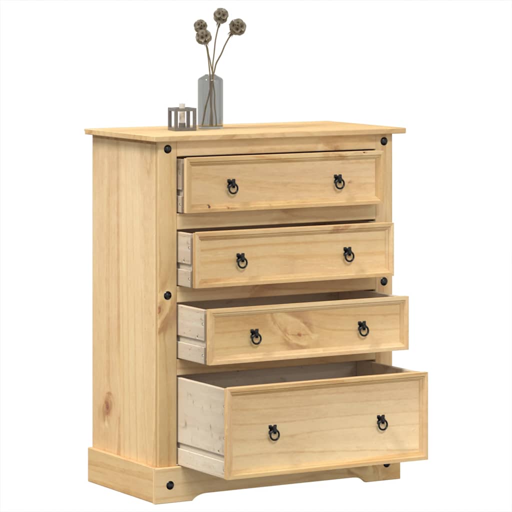 Cassettiera Corona 92x48x114 cm in Legno Massello di Pino