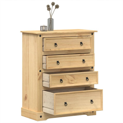 Cassettiera Corona 92x48x114 cm in Legno Massello di Pino