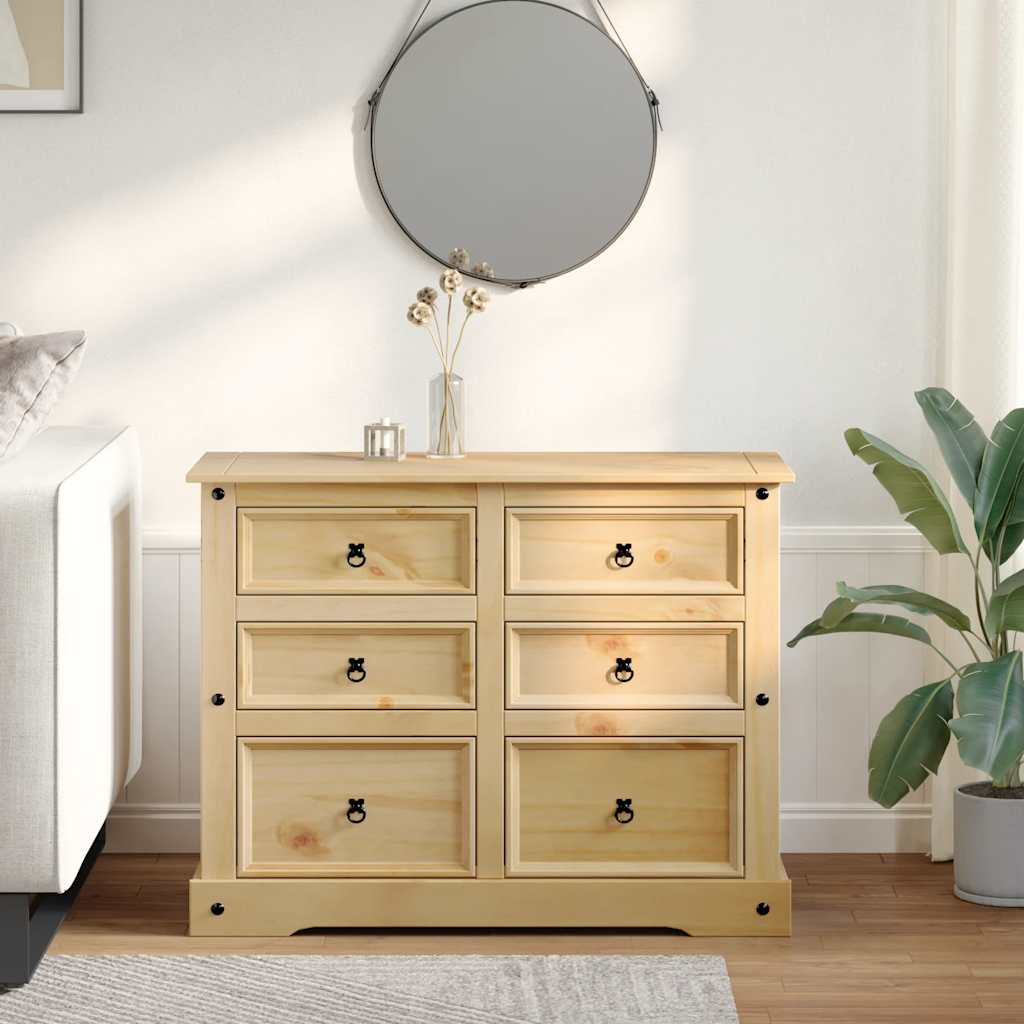 Cassettiera Corona 112x48x91 cm in Legno Massello di Pino