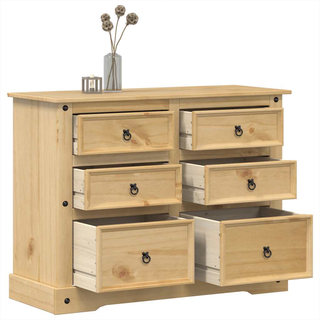 Cassettiera Corona 112x48x91 cm in Legno Massello di Pino