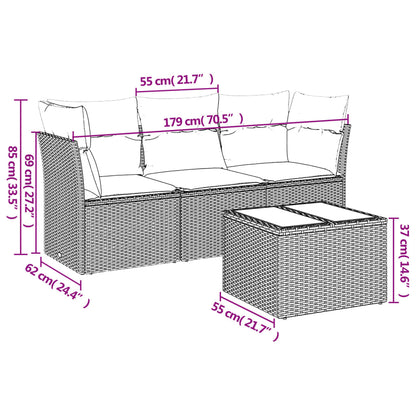 Set Divani da Giardino 4 pz con Cuscini Grigio in Polyrattan