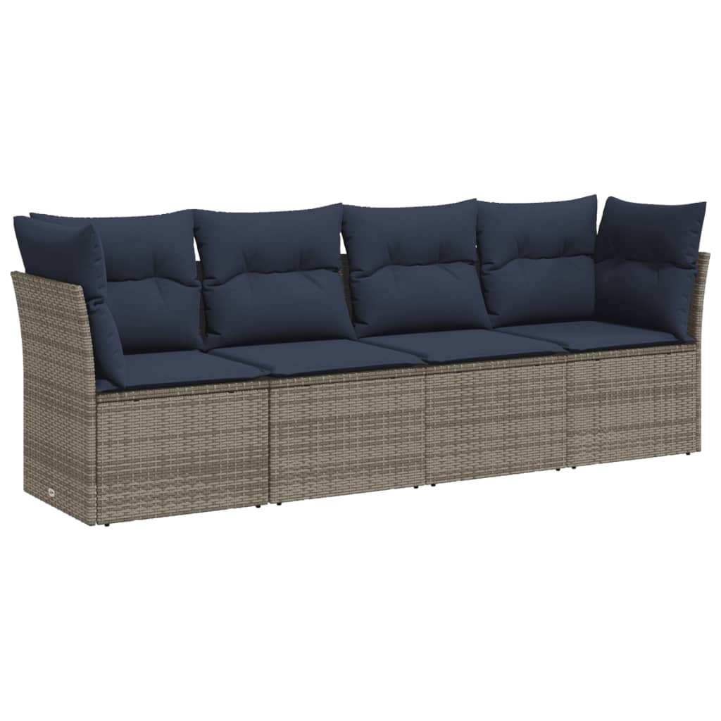 Set Divani da Giardino 4 pz con Cuscini Grigio in Polyrattan