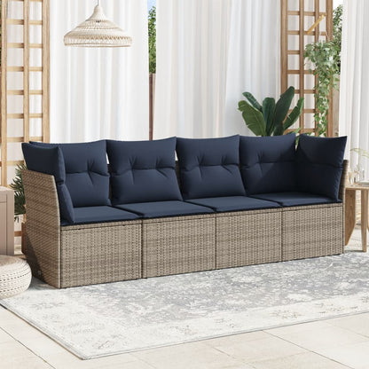 Set Divani da Giardino 4 pz con Cuscini Grigio in Polyrattan