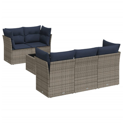 Set Divani da Giardino 6 pz con Cuscini Grigio in Polyrattan